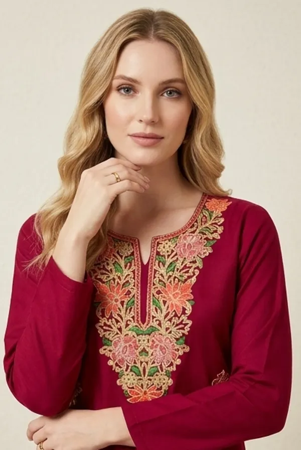 Maroon_Woolen_Unstitched_Dress_Material_For_Women