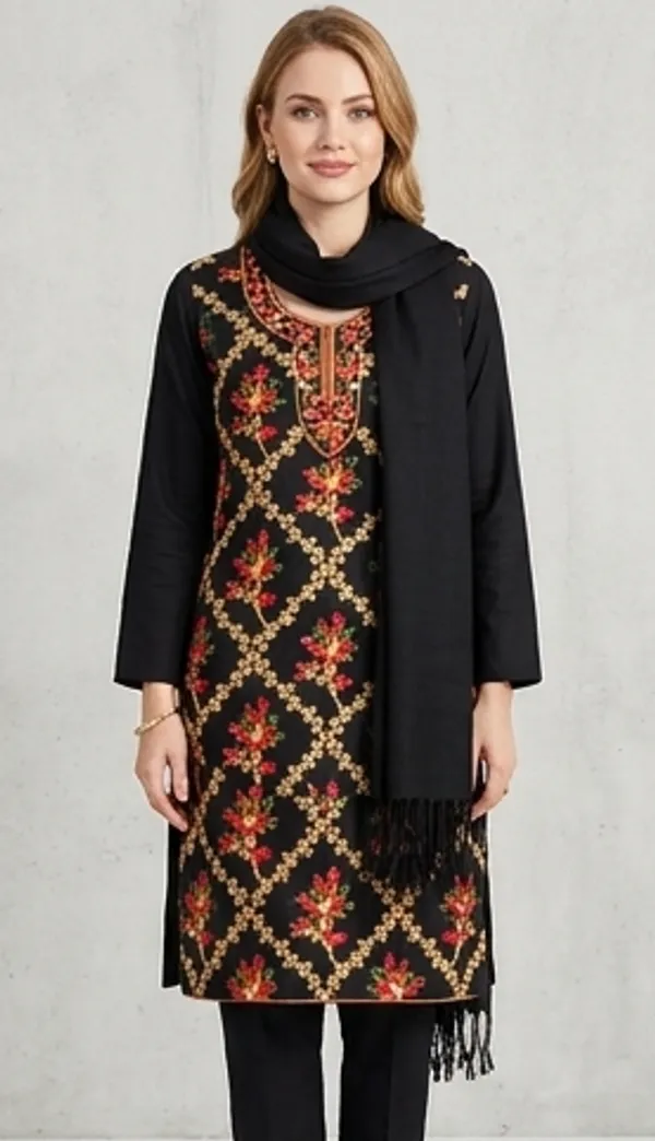 Black_Woolen_Unstitched_Dress_Material_For_Women