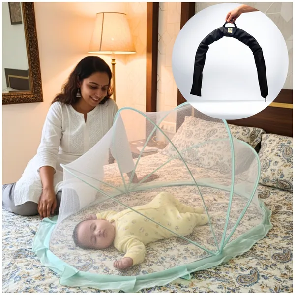 ArmorX_Minty_Green_Baby_Mosquito_Net_for_Bed,_Cot,_Crib_|Newborn_-_24_months_|Foldable,_Washable_&_Breathable_Insect_Mesh_with_Easy_to_Carry_Travel_Bag|Chemical-Free_Protection_for_Toddlers
