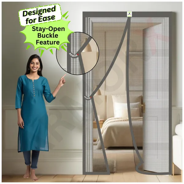 ArmorX_Grey_Classic_Collection_Polyester_Magnetic_Door_Mosquito_Net,_Self_Closing_Magnets_With_Buckle_Strap,_Protection_From_Insects,_Pets_&_Kids_friendly