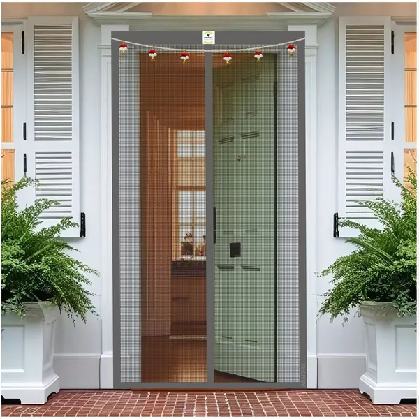 ArmorX_Royal_Grey_Premium_Collection_Magnetic_Mosquito_Net_for_Doors_|_Self_Closing_Magnets_&_Stay-Open_Buckle_Feature_|_Incl._Toran_for_Classy_Look_&_Décor