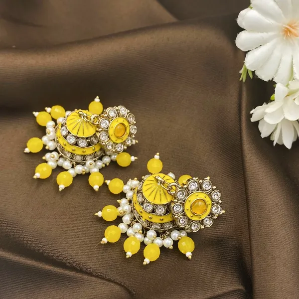 Yellow_Royal_Jhumka_Earrings_For_Women_&_Girls
