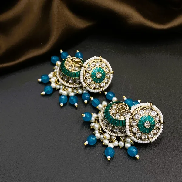 Turquoise_Soft_Kundan_Jhumka_Earrings