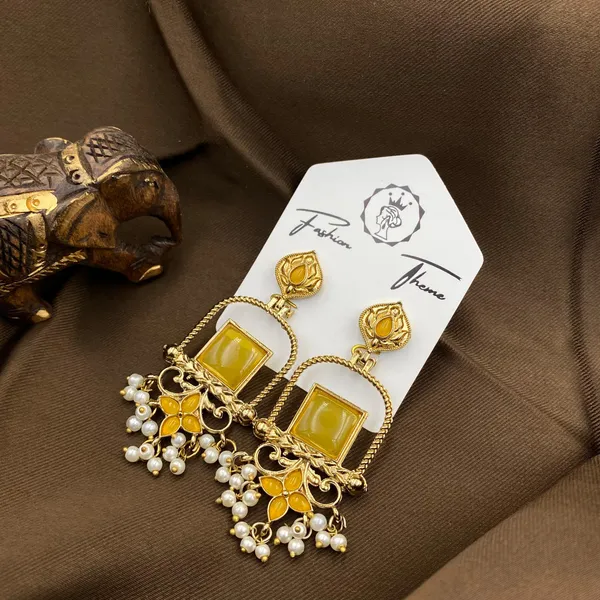 Latest_Stylish_Traditional_Mehndi_Polish_Yellow_Jhumka_Earrings_for_Women_&_Girls