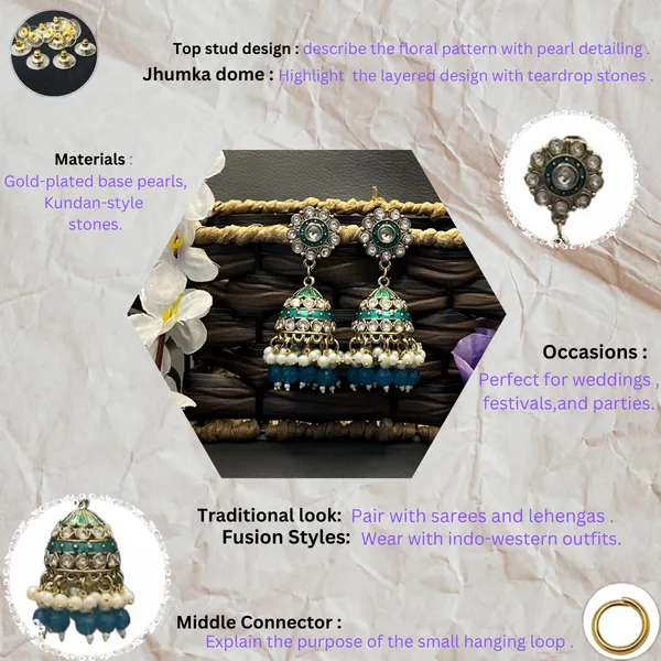 Blue_Golden_Beaded_Traditional_Jhumkas