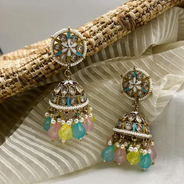 Multicolor_Green_Elegance_Beaded_Jhumkas