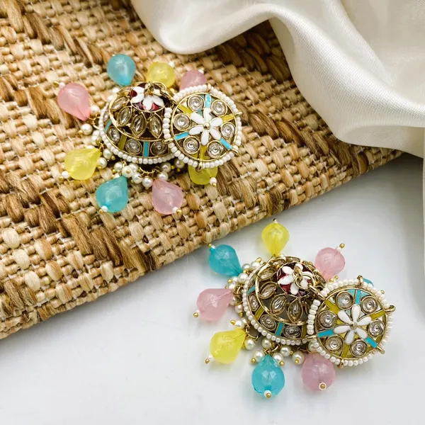 Multicolor_Green_Elegance_Beaded_Jhumkas