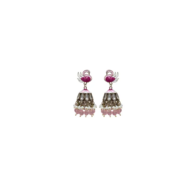 Baby_Pink_Elegant_Kundan_Gold-Plated_Jhumka_Earrings