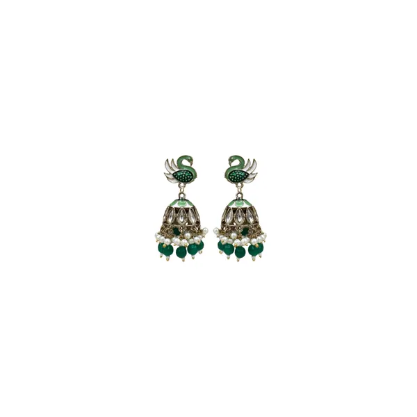 Green_Elegant_Kundan_Gold-Plated_Jhumka_Earrings