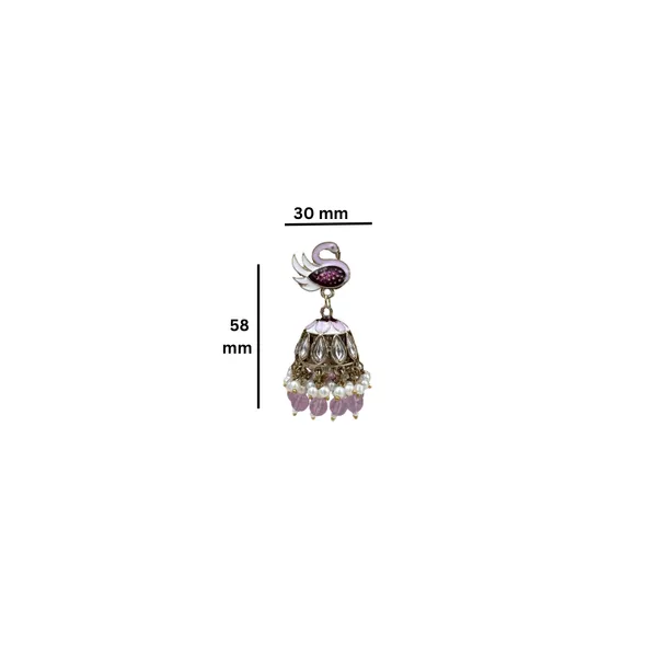 Purple_Elegant_Kundan_Gold-Plated_Jhumka_Earrings