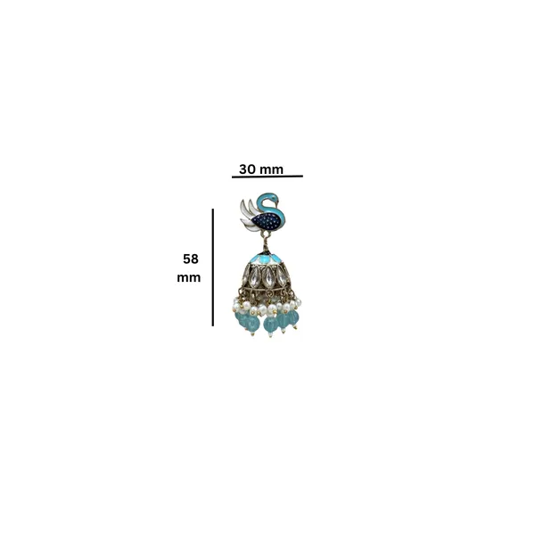 Turquoise_Elegant_Kundan_Gold-Plated_Jhumka_Earrings