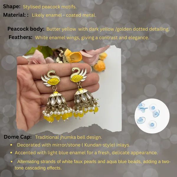 Yellow_Elegant_Kundan_Gold-Plated_Jhumka_Earrings