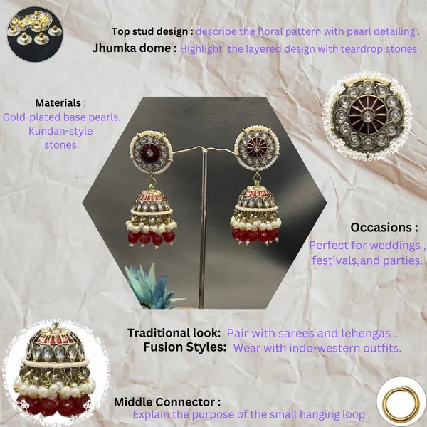 Maroon_Emerald_Kundan_Jhumka_Earrings