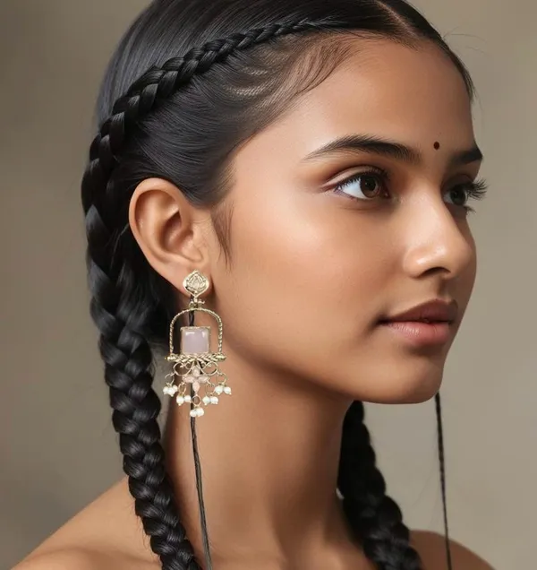 Latest_Stylish_Traditional_Mehndi_Polish_Baby_Pink_Jhumka_Earrings_for_Women_&_Girls