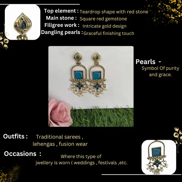 Latest_Stylish_Traditional_Mehndi_Polish_Blue_Jhumka_Earrings_for_Women_&_Girls