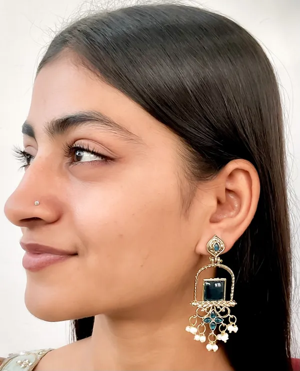 Latest_Stylish_Traditional_Mehndi_Polish_Blue_Jhumka_Earrings_for_Women_&_Girls
