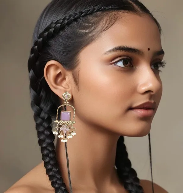 Latest_Stylish_Traditional_Mehndi_Polish_Purple_Jhumka_Earrings_for_Women_&_Girls