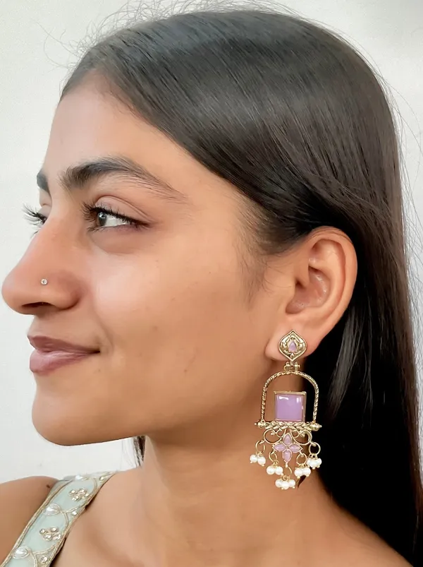 Latest_Stylish_Traditional_Mehndi_Polish_Purple_Jhumka_Earrings_for_Women_&_Girls