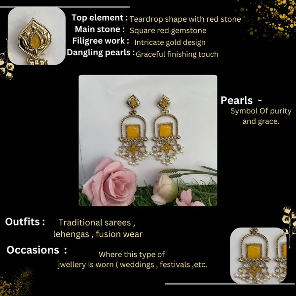 Latest_Stylish_Traditional_Mehndi_Polish_Yellow_Jhumka_Earrings_for_Women_&_Girls
