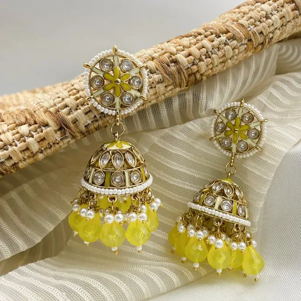 Yellow_Charm_Beaded_Jhumkas