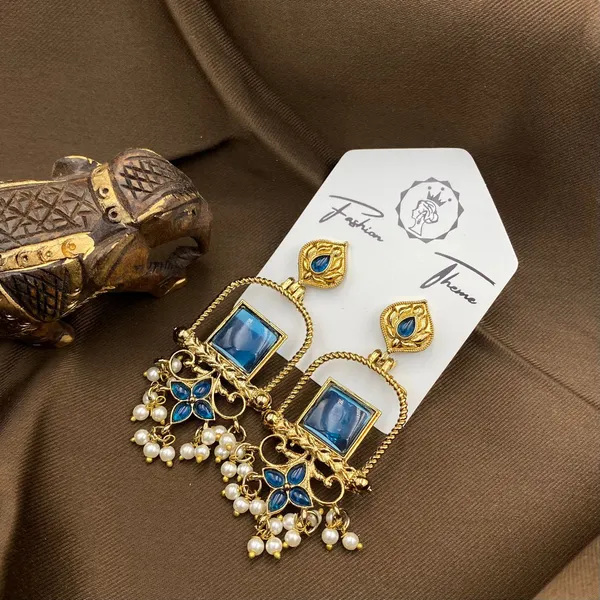 Latest_Stylish_Traditional_Mehndi_Polish_Blue_Jhumka_Earrings_for_Women_&_Girls