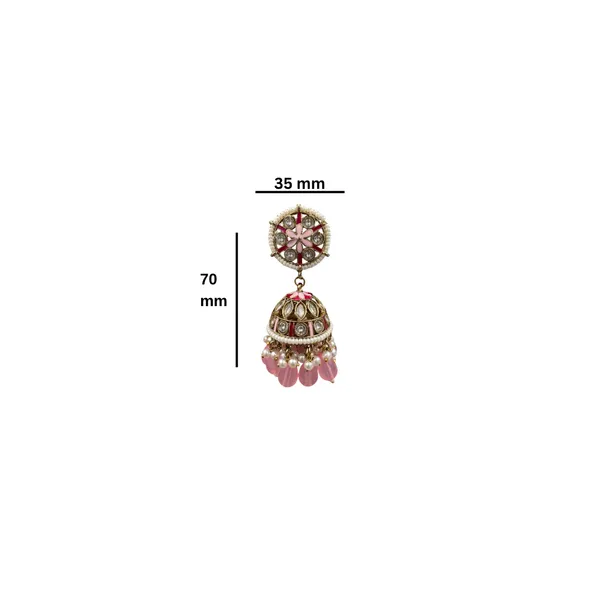Baby_Pink_Elegant_Kundan_Gold-Plated_Jhumka_Earrings