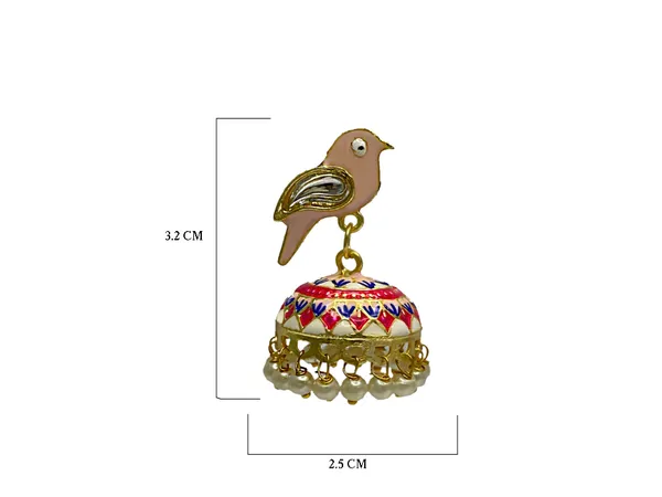 Traditional_Jhumka_Baby_Pink_Earrings_Sparrow_Design_Rajasthani_Multicolor_Blue_Meenakari_Gold_Plated_Earring_Set