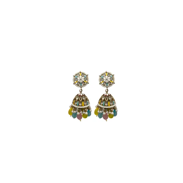 Multicolor_Green_Elegance_Beaded_Jhumkas