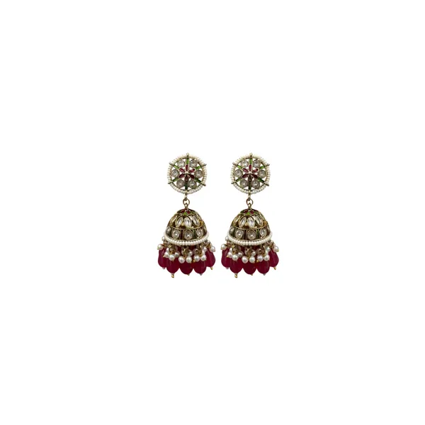 Pink_Rainbow_Delight_Multicolor_Beaded_Jhumkas