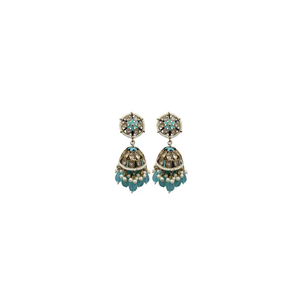 Turquoise_Radiance_Beaded_Jhumkas