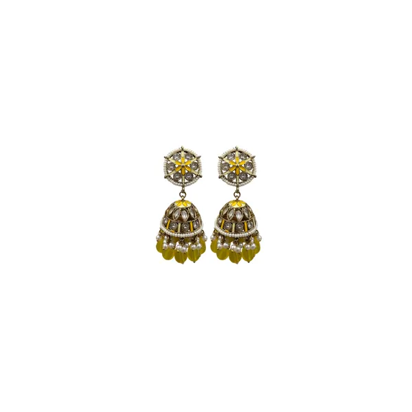 Yellow_Charm_Beaded_Jhumkas
