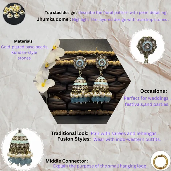 Turquoise_Ocean_Blue_Jhumka_Earrings