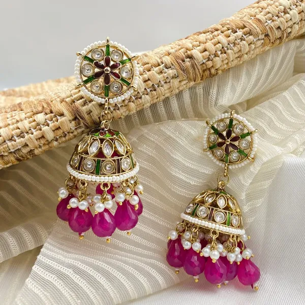 Pink_Rainbow_Delight_Multicolor_Beaded_Jhumkas
