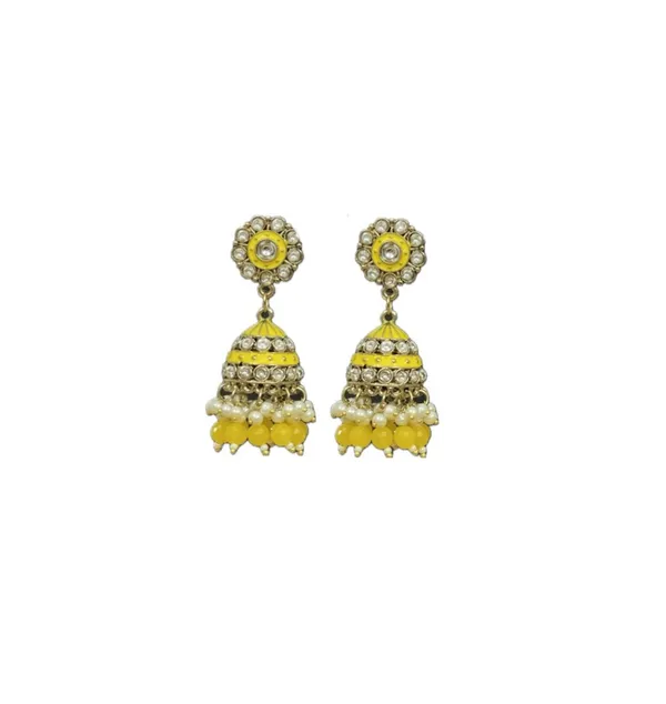 Yellow_Royal_Jhumka_Earrings_For_Women_&_Girls