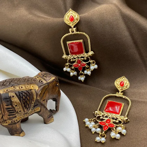 Latest_Stylish_Traditional_Mehndi_Polish_Red_Jhumka_Earrings_for_Women_&_Girls