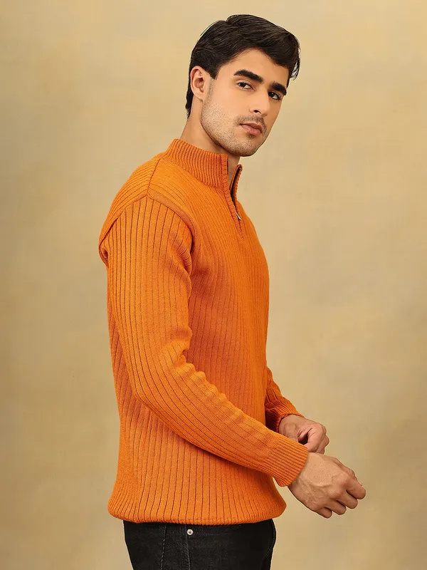 Rust_Woolen_Zipper_Sweater_For_Men