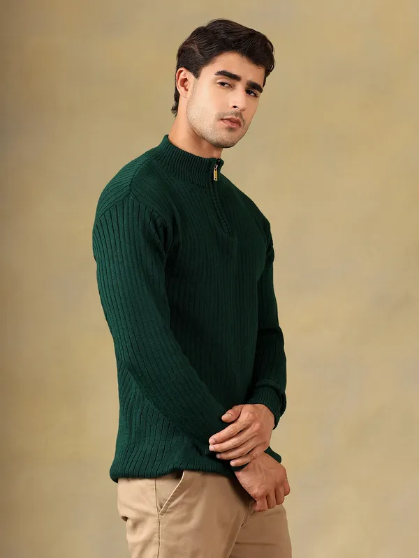 Bgreen_Woolen_Zipper_Sweater_For_Men
