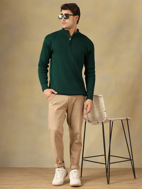 Bgreen_Woolen_Zipper_Sweater_For_Men