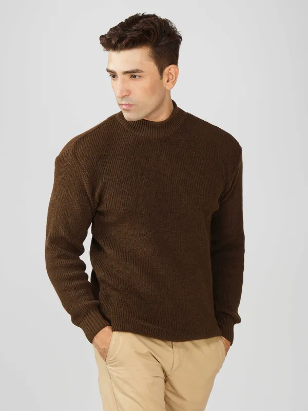 Brown_Men's_Winter_High_Neck_Sweater_Stylish_Warm_Wool_Pullover_For_Cold_Weather