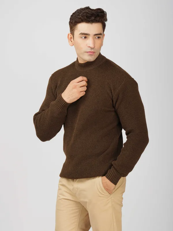 Brown_Men's_Winter_High_Neck_Sweater_Stylish_Warm_Wool_Pullover_For_Cold_Weather