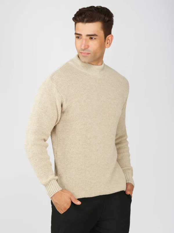 Cream_Men's_Winter_High_Neck_Sweater_Stylish_Warm_Wool_Pullover_For_Cold_Weather