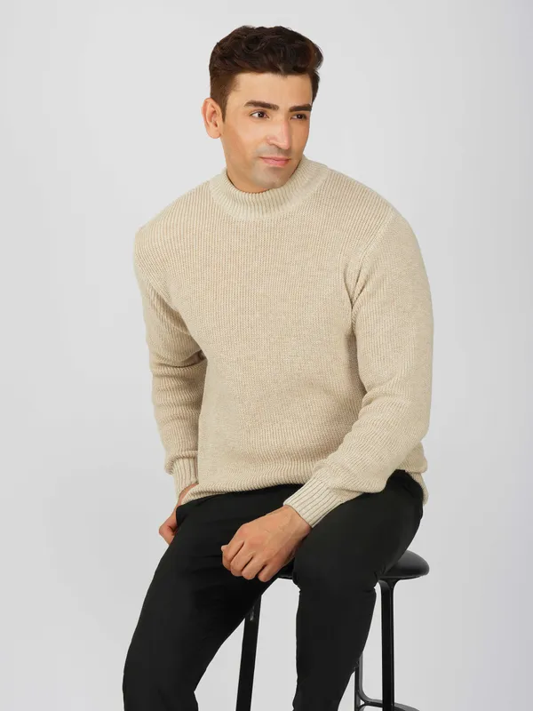 Cream_Men's_Winter_High_Neck_Sweater_Stylish_Warm_Wool_Pullover_For_Cold_Weather