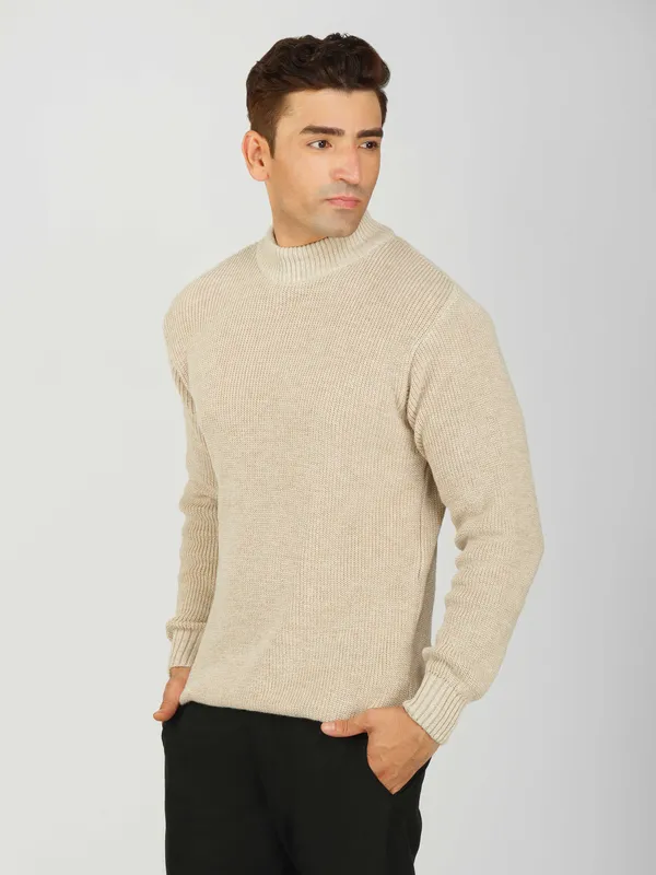Cream_Men's_Winter_High_Neck_Sweater_Stylish_Warm_Wool_Pullover_For_Cold_Weather