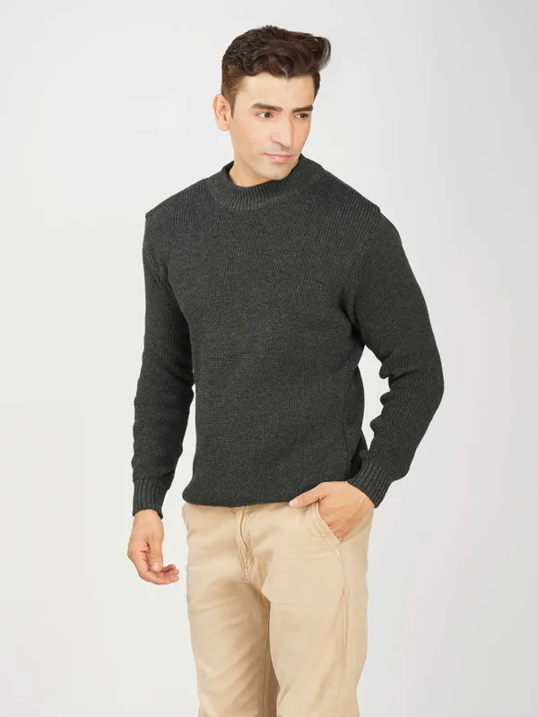 Dark-Grey_Men's_Winter_High_Neck_Sweater_Stylish_Warm_Wool_Pullover_For_Cold_Weather