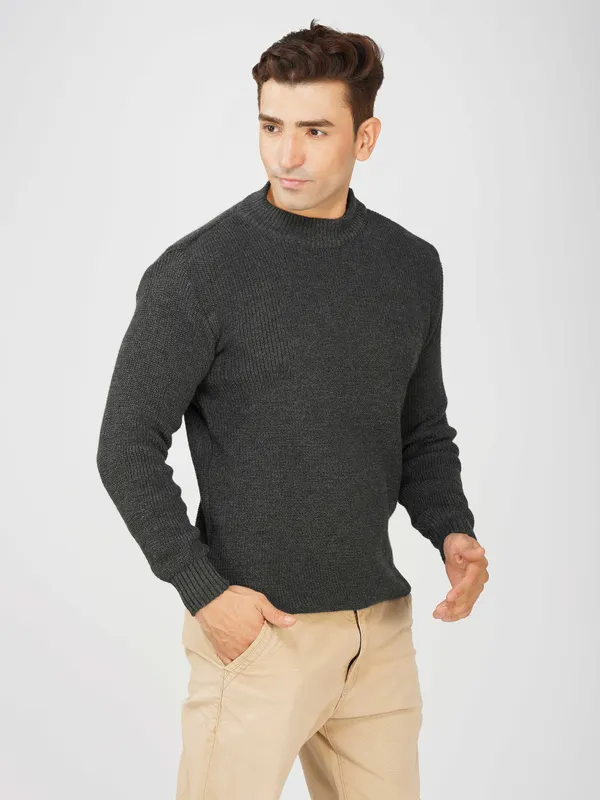 Dark-Grey_Men's_Winter_High_Neck_Sweater_Stylish_Warm_Wool_Pullover_For_Cold_Weather