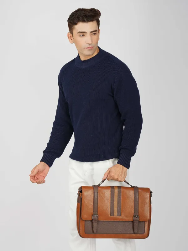 Navy_Men's_Winter_High_Neck_Sweater_Stylish_Warm_Wool_Pullover_For_Cold_Weather