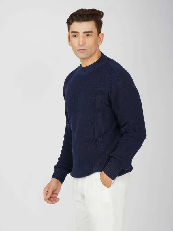 Navy_Men's_Winter_High_Neck_Sweater_Stylish_Warm_Wool_Pullover_For_Cold_Weather