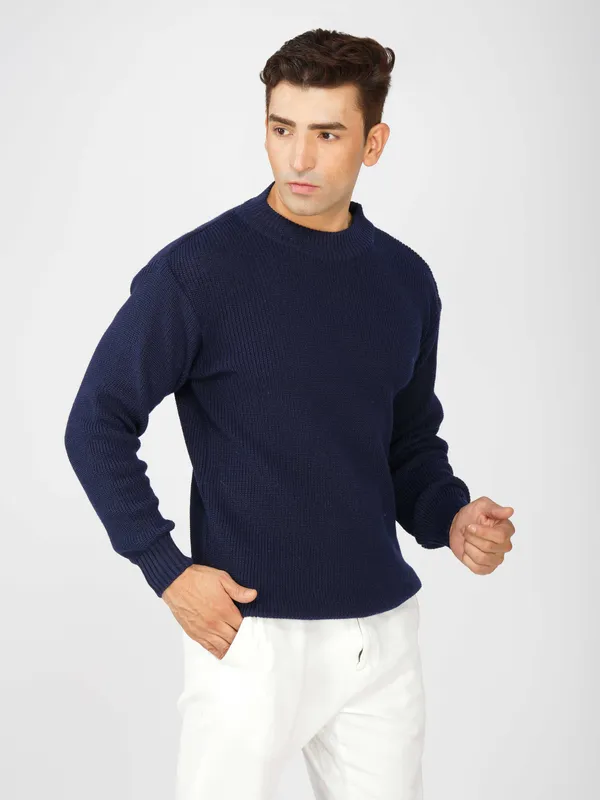 Navy_Men's_Winter_High_Neck_Sweater_Stylish_Warm_Wool_Pullover_For_Cold_Weather