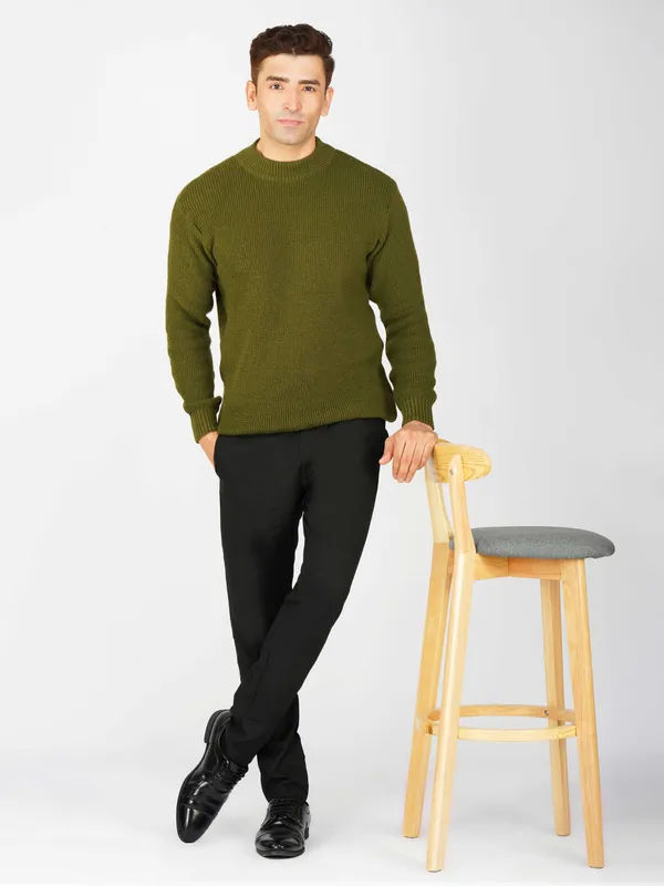 Olive_Men's_Winter_High_Neck_Sweater_Stylish_Warm_Wool_Pullover_For_Cold_Weather