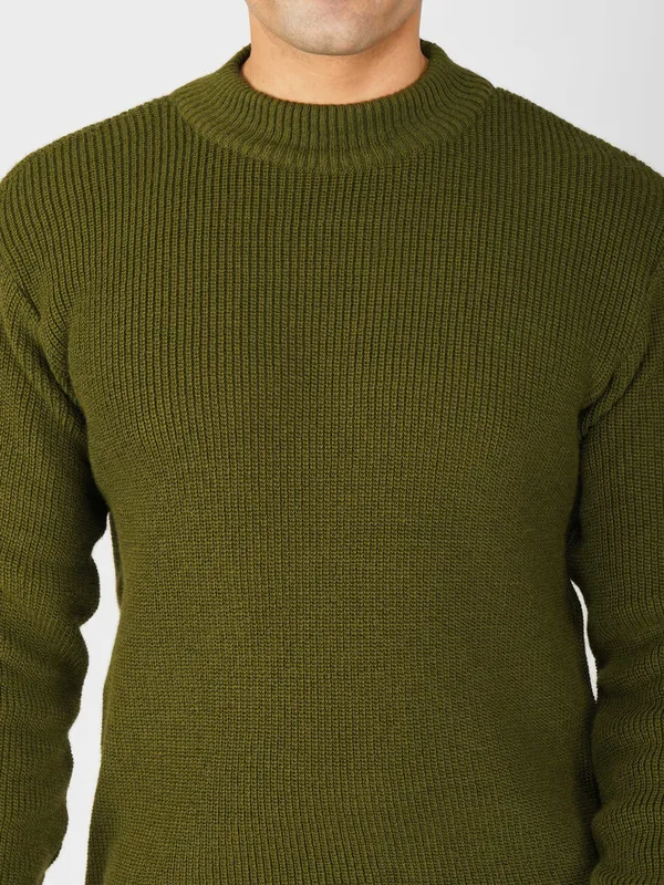 Olive_Men's_Winter_High_Neck_Sweater_Stylish_Warm_Wool_Pullover_For_Cold_Weather